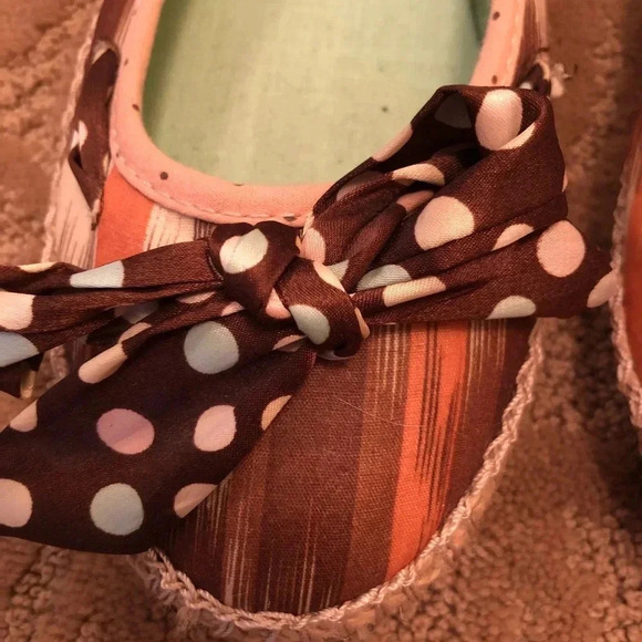 Poetic licence espadrilles flats 6.5, 36.5 polka dots bow shoes brown tones - Picture 3 of 7